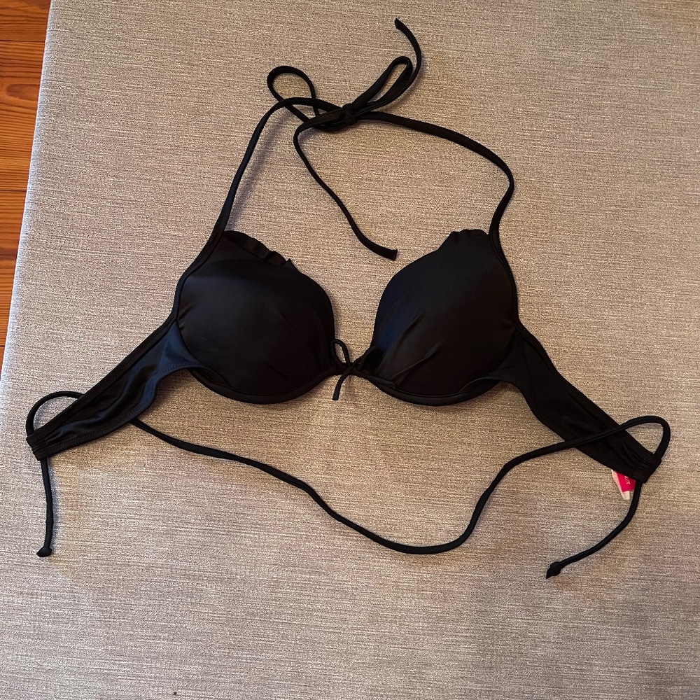 Victoria's Secret Push Up Ruffle Black Bikini Swim Top 34A - Picture 5 of 9